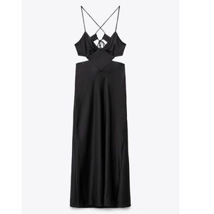 Zara SATIN EFFECT CUT OUT DRESS Black